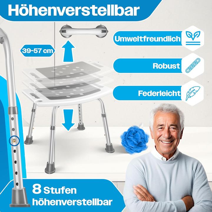 Produktbild Kesser Höhenverstellbarer Duschhocker mit Haltegriff (136 kg)