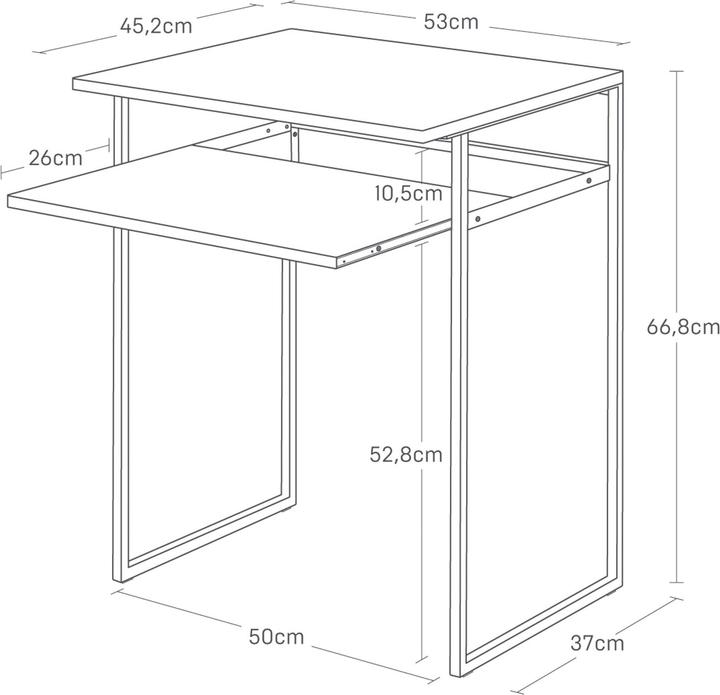 Image du produit Yamazaki Table avec plateau en bois et rallonge TOWER (53 x 45.20 x 66.80 cm)