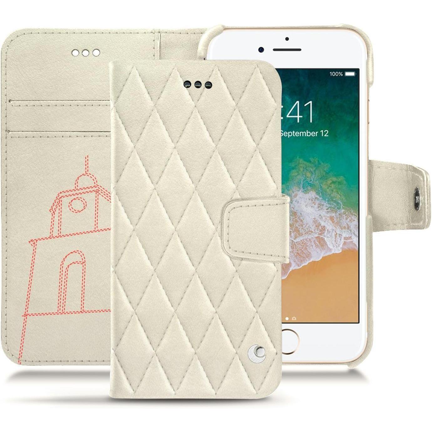 Noreve Lederschutzhülle Wallet (Apple iPhone 7), Smartphone Hülle, Weiss