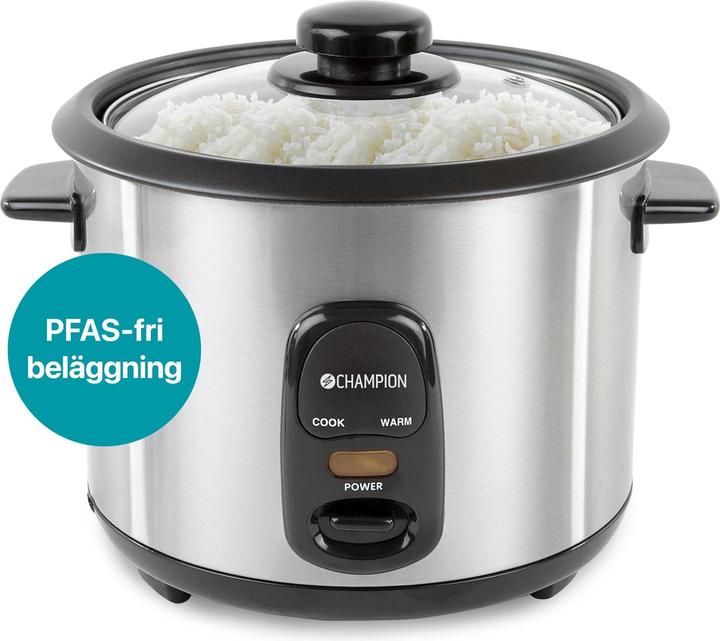 Actual product image Champion Rice cooker ceramic 1,5L 500W RK500 stainless steel