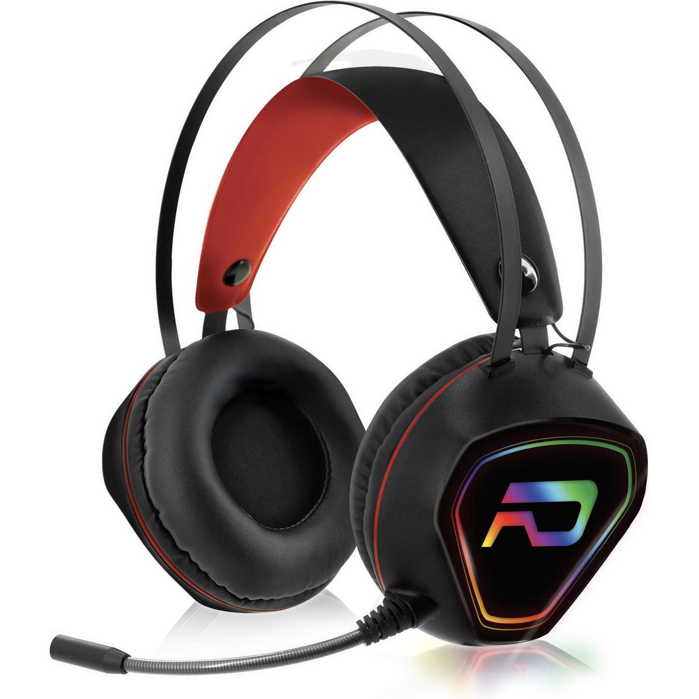 NoName Casque Micro Gamer Advance GTA 230 RGB (Noir) (Cablato), Cuffie da gaming, Nero, Rosso