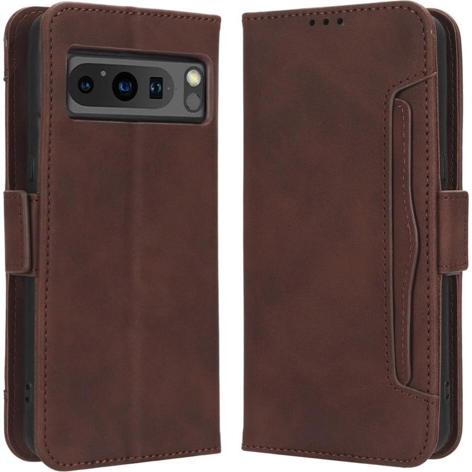 Cover-Discount Google Pixel 8 Pro - Etui mit vielen Kartenfächer braun (Google Pixel 8 Pro), Smartphone Hülle, Braun
