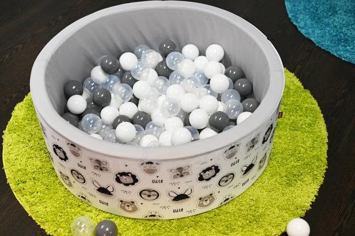 Immagine prodotto Knorrtoys Bällebad soft - "Cute Animals" - 150 balls grey/white/transparent (ca. 7 cm)