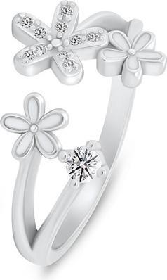 Produktbild Brilio Silver - Charming open ring Flowers with zircons RI125W - Circuit: 50 mm (50)