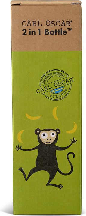 Actual product image Carl Oscar Kids Bottle 2in1 Water bottle with a snack container 2in1 Lime - Monkey (0.45 l)