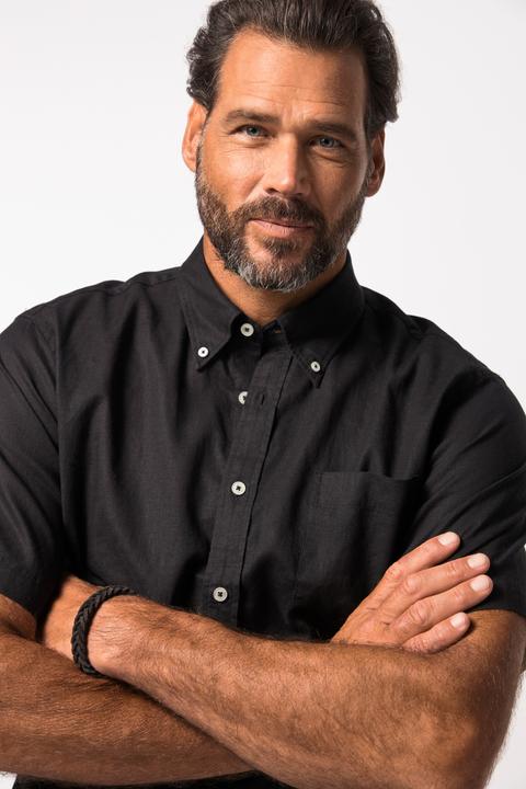 Immagine prodotto JP1880 Camicia dalla vestibilità moderna con lino, mezze maniche e colletto button-down (XL)