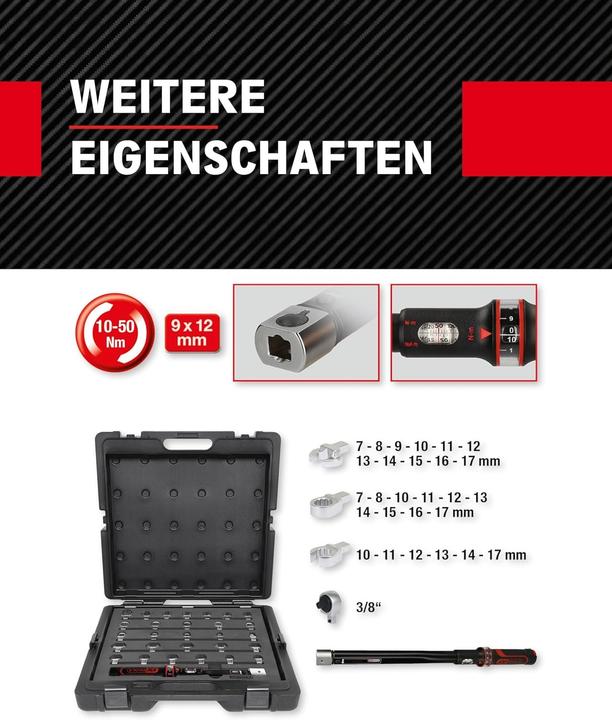 Image du produit KS Tools Jeu d'outils dynamométriques, prise 9x12 mm, 29 pièces, 10-50 Nm (3/8", 10 Nm, 50 Nm)