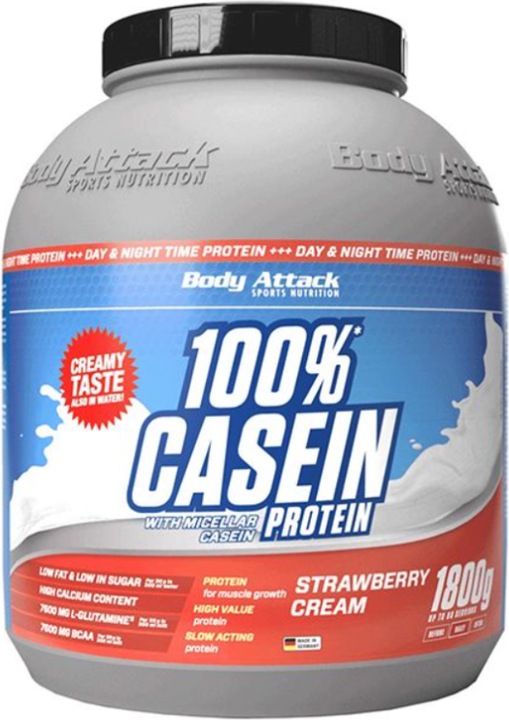 Actual product image Body Attack 100 % Casein Protein (1800g can) (Strawberry, 1 pcs., 1800 g)
