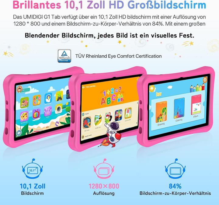 Produktbild Umidigi G1 Kinder-Tablet mit Elternkontrolle (10.10", Rosa)