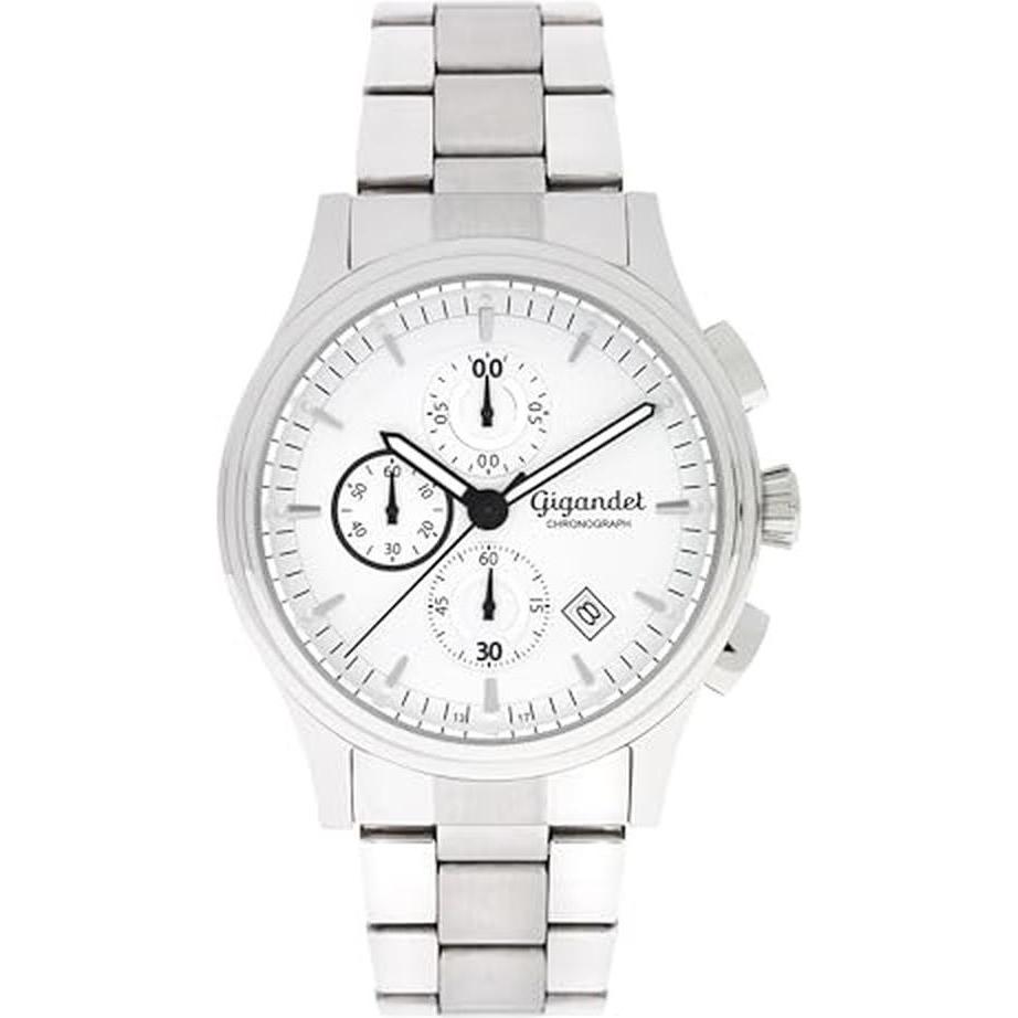 Gigandet, Orologio da polso, Orologio analogo giapponese cronografo impermeabile 50 metri, Argento, (Cronografo, Orologio da polso analogico)