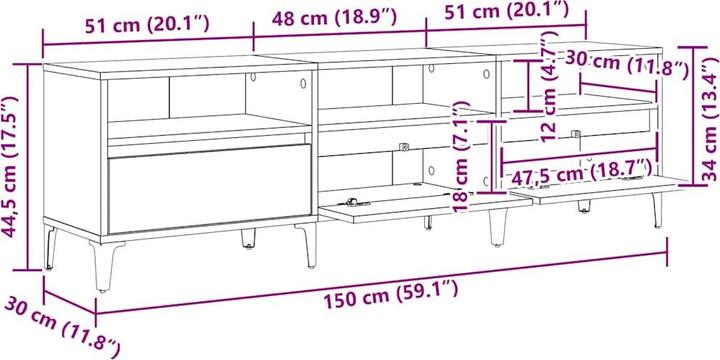 Actual product image vidaXL TV-Schränk (30 x 150 x 45 cm)