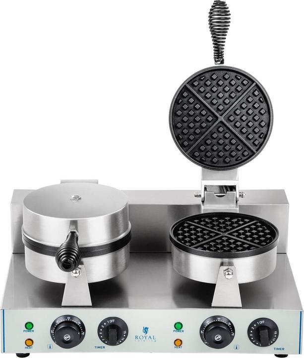 Actual product image Royal Catering Double Waffle Maker - 2 x 1300 Watts - Round