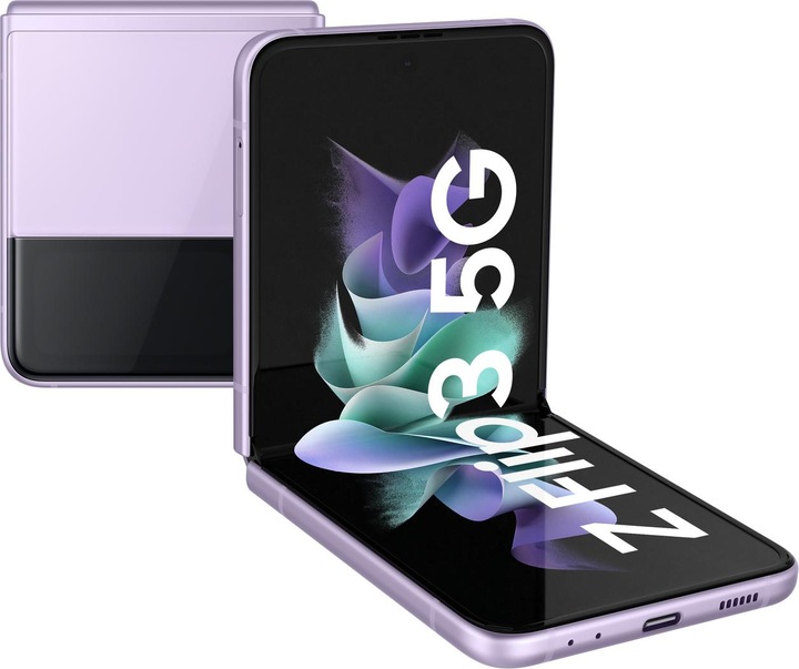 Actual product image Samsung Galaxy Z Flip3 5G EU (128 GB, Lavender, 6.70", SIM + eSIM, 12 Mpx, 5G)