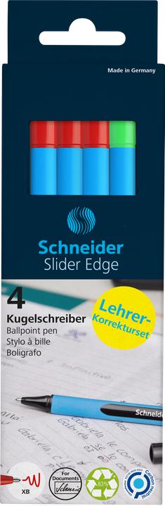 Energy Label Schneider 4 ballpoint pens Slider Edge XB Teacher's correction set blue Writing colour assorted (Multicoloured, 4 x)