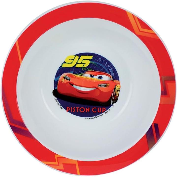 Image du produit set vaisselle verre assiette creuse, verre paille, 2 lots de couverts enfant disney cars