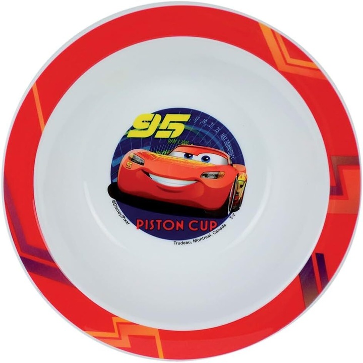 Produktbild geschirrset glas suppenteller, glas strohhalm, 2 sätze kinderbesteck jemini disney cars