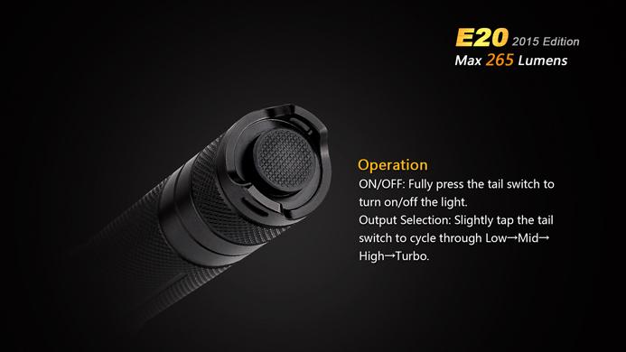 Actual product image Fenix E20 (16 cm, 250 lm)