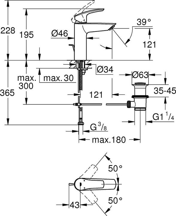 Actual product image Grohe EH-WTbatt EUROSMART 1/2inch MSize ZAG chrome