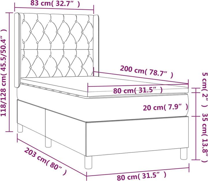 Produktbild vidaXL Boxspringbett (80 x 200 cm)