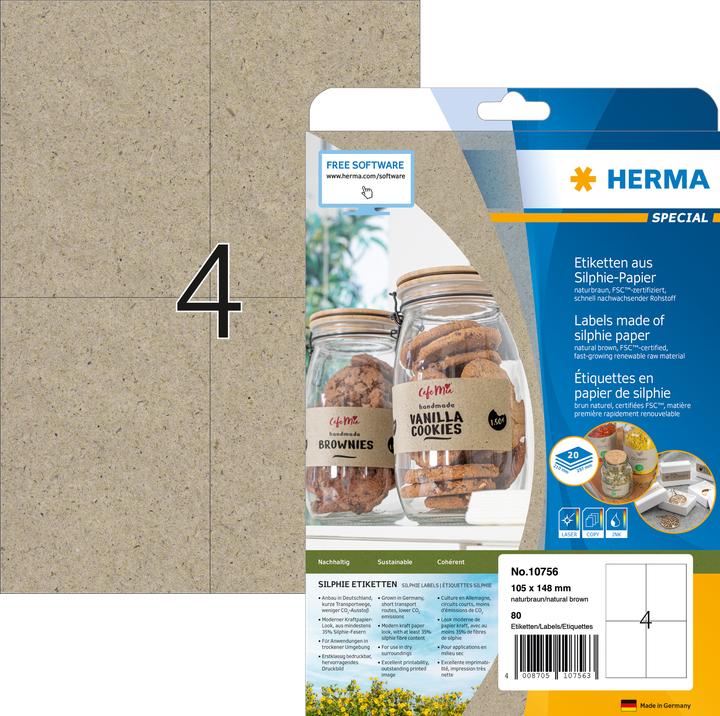 Produktbild HERMA Graspapier Versandetiketten A4