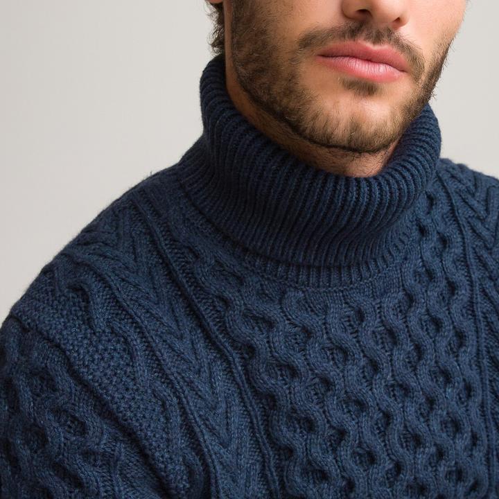 Image du produit La Redoute Collections Pull à col roulé avec motif torsadé (M)