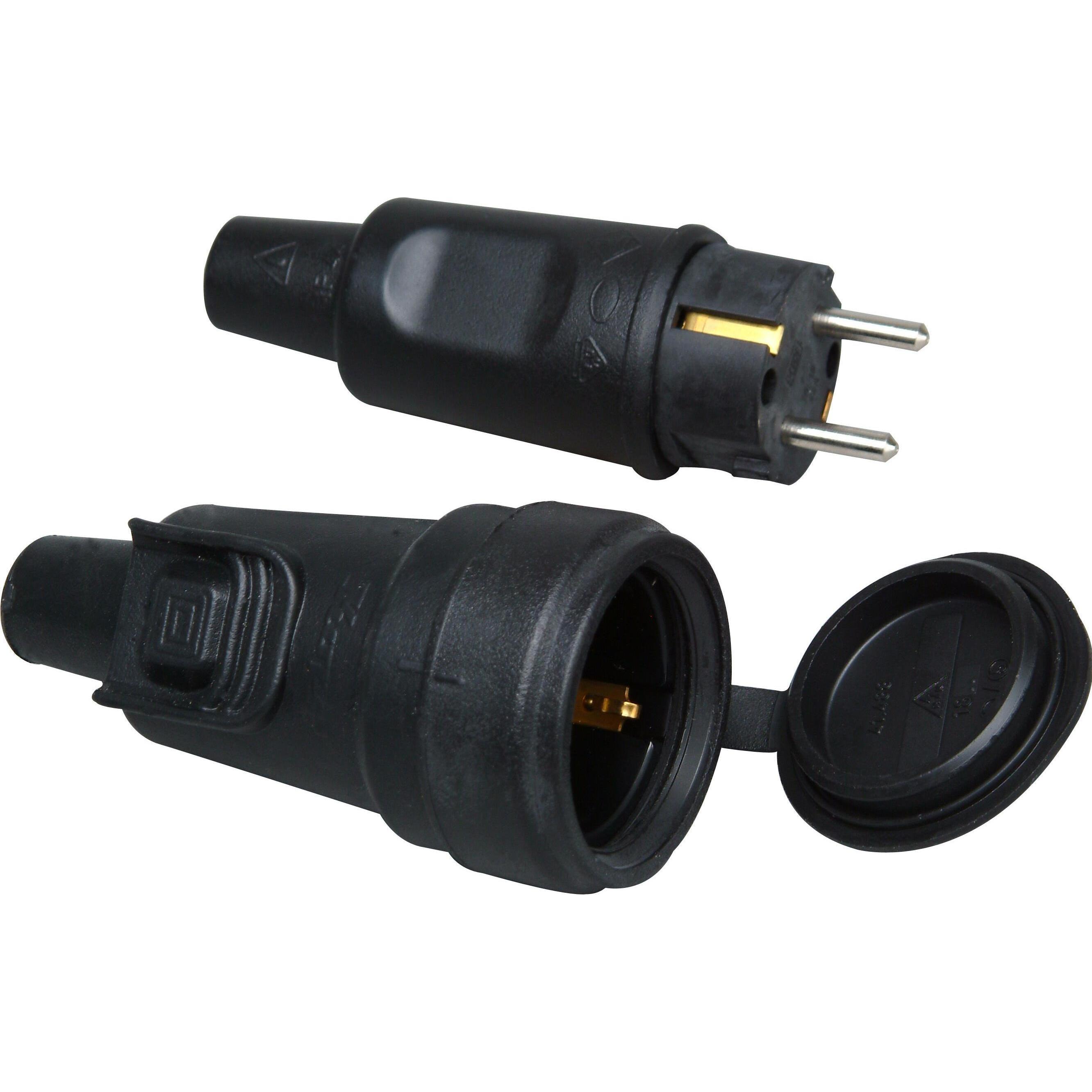Kopp, Netzstecker + Netzkupplung, Gummisteckverbindungs-Set, Vollgummistecker und Gummikupplung mit Stecker Verriegelung...