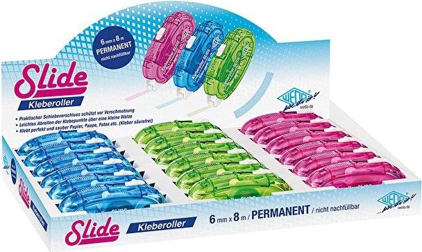 Actual product image Wedo Adhesive roller SLIDE, 6 mm x 8 m, 18-piece display