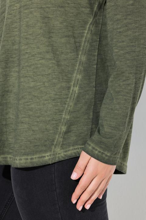 Produktbild Ulla Popken Shirt, Rollkanten, Classic, V-Ausschnitt, Langarm (58)