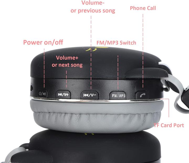 Produktbild Yunseity Kinder-Kopfhörer kleine schwarze Katze mit Mikrofon, Faltbar, Bluetooth