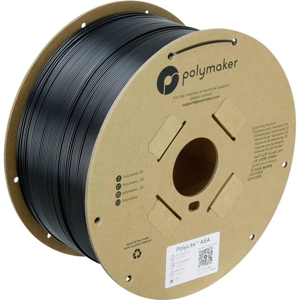 Thumbnail - Polymaker PolyLite ASA Schwarz 1,75 mm 3.000 g (ASA, 1.75 mm, 3000 g, Schwarz), 3D Filament, Schwarz