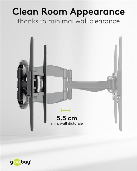 Produktbild Goobay TV-Wandhalterung Basic FULLMOTION L, schwarz (Wand, 45 kg, 37" - 80")
