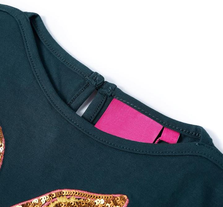 Actual product image vidaXL Children's long-sleeved shirt dark green 140,Material: 95 (140)