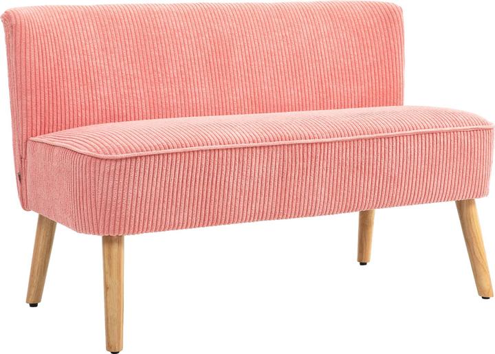 Homcom Sofa Holz, Stoff, Schaumstoff Rosa (2 person sofa)