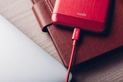 Image du produit Moshi Câble de charge/synchronisation tressé durable - Câble Integra Lightning vers USB-A - Rouge cramoisi (1.20 m)