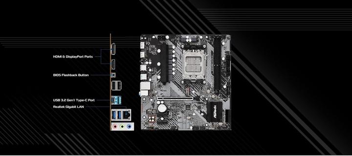 Productafbeelding AsRock B650M-H/M.2+ (AM5, AMD B650, mATX)