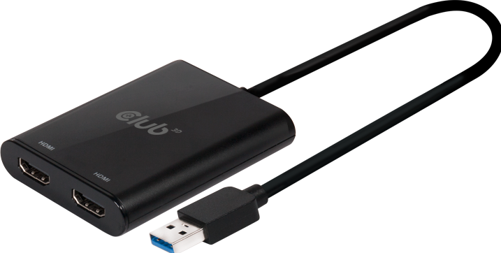 Actual product image Club 3D USB A to HDMI 2.0 Dual Monitor 4K 60Hz Adapter