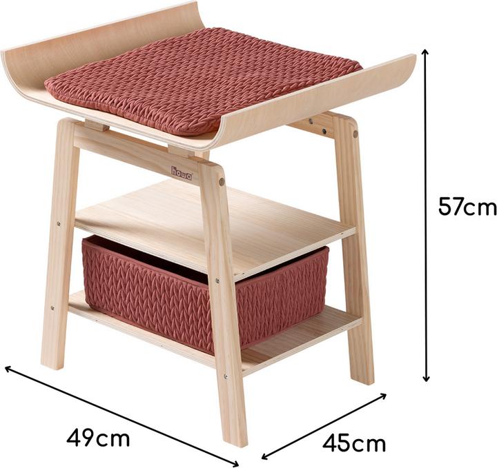Howa Table à langer pour poupées "grace" -Table à langer avec tablette, panier de rangement et matelas à