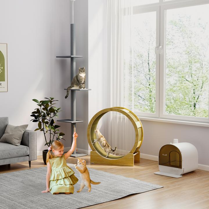 Produktbild PawHut Katzenlaufrad (94 cm, Eiche)