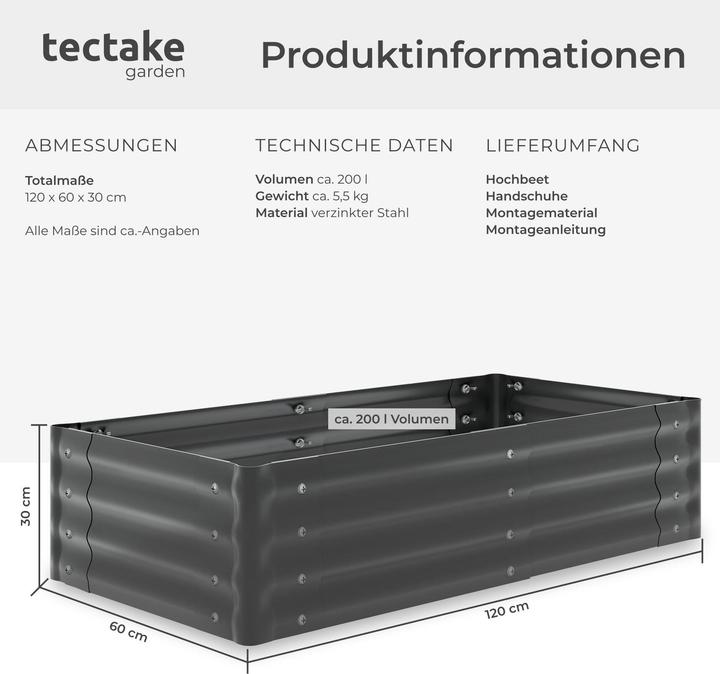 Actual product image tectake Salvia raised bed, galvanized, various sizes