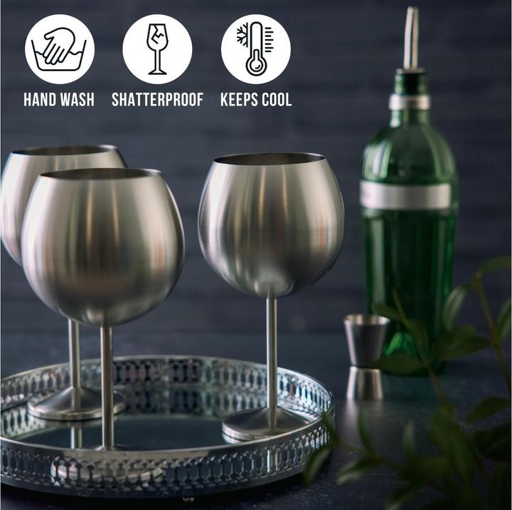 Produktbild Oak & Steel Edelstahl Gin Gläser Silber 4er-Set (7 dl, 4 x, Gin Gläser)