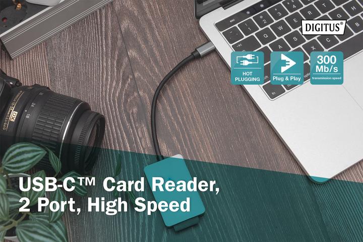 Produktbild Digitus USB-C Card Reader, 2 Port, High Speed (USB 2.0)