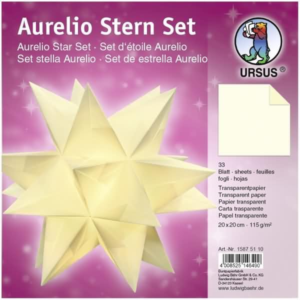 Ursus, Bastelpapier, Faltblätter Aurelio Stern Transparentpapier 115g/qm 20x20cm 33 Blatt creme (115 g/m², 1 x)
