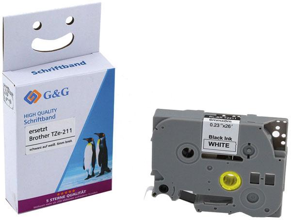 Produktbild Schriftband 15200 Kompatibel ersetzt Brother TZe-211 Bandfarbe: Weiss Schri (0.60 cm, Weiss)