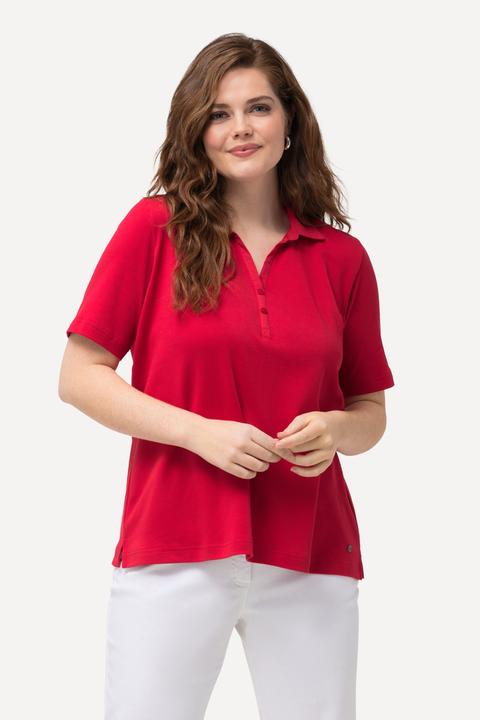 Produktbild Ulla Popken Poloshirt, Webkragen, Knopfleiste, Halbarm (56)