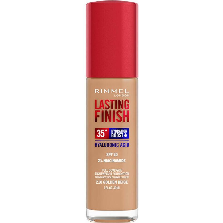 Rimmel London Beige/Dorato Fondotinta, Finitura Duratura 35H (210 Dorato)