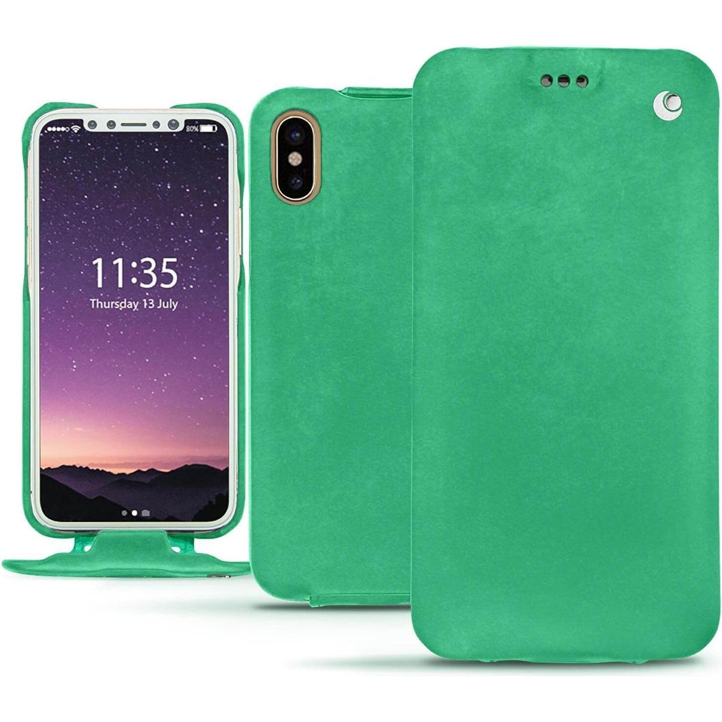 Noreve Lederschutzhülle vertikal (Apple iPhone X), Smartphone Hülle, Grün
