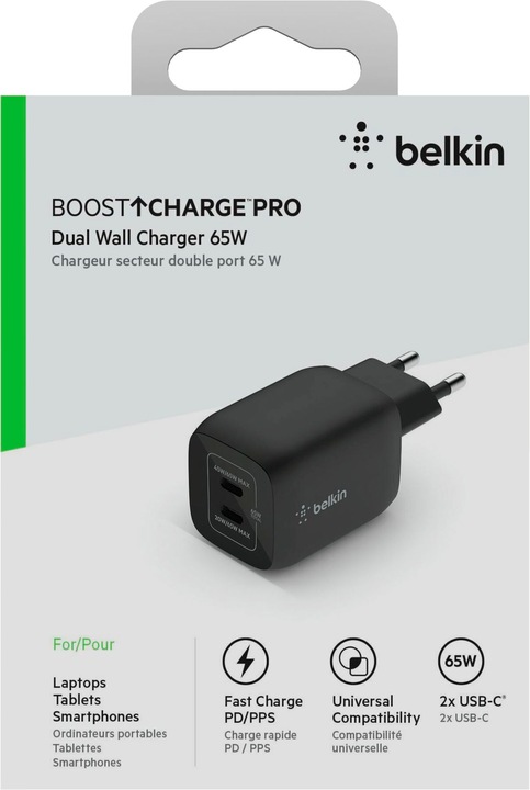 Actual product image Belkin Boost Charge Pro 2-Port GaN Charger (65 W)