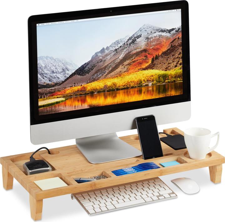 Relaxdays Supporto per monitor con 8 scomparti