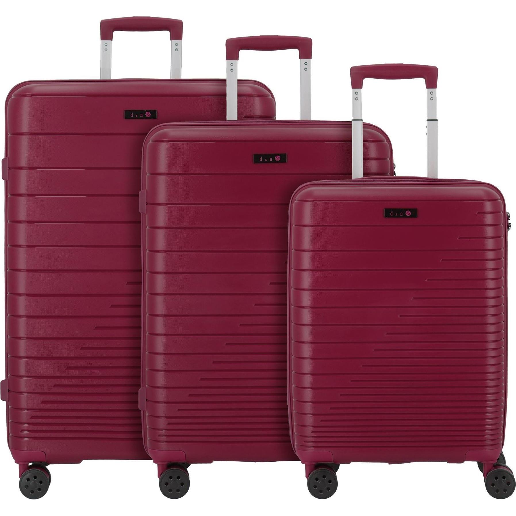 D&N, Koffer, Travel Line 4600 4 Rollen Kofferset 3-teilig, Rot, (195 l, XL (ab 115l))