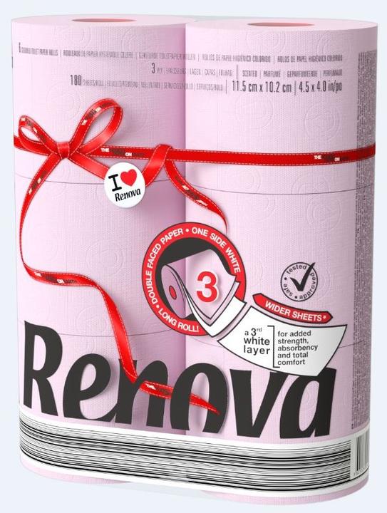 Actual product image Renova Toilet paper 6 rolls Red Label 3 ply (6 pcs.)